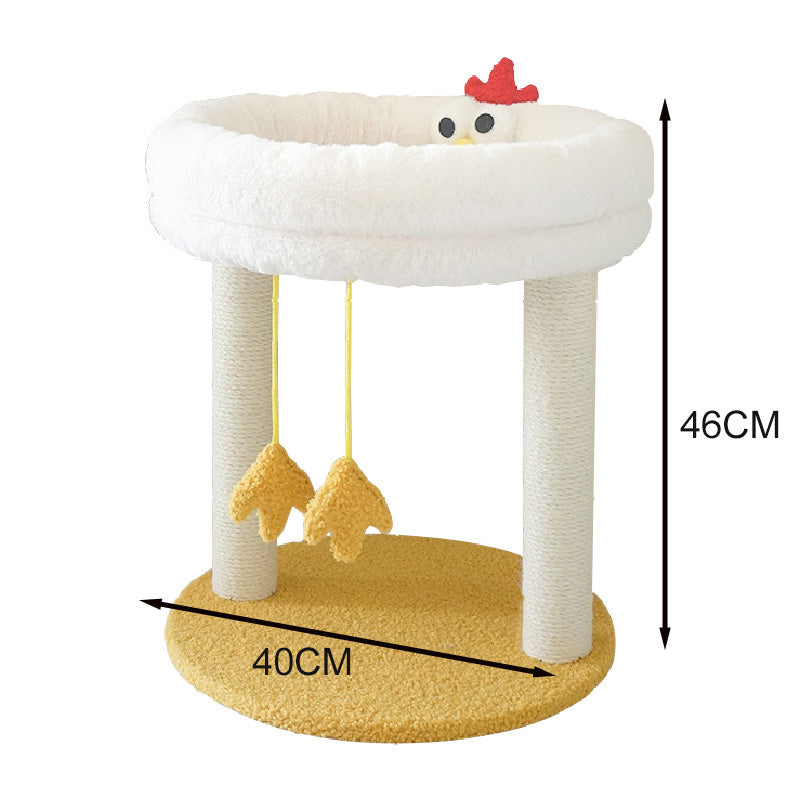 Tolea Plush Two-Tier Cat Tree – Cute Chick Design