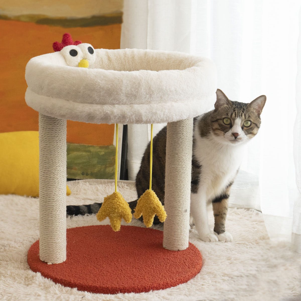Tolea Plush Two-Tier Cat Tree – Cute Chick Design