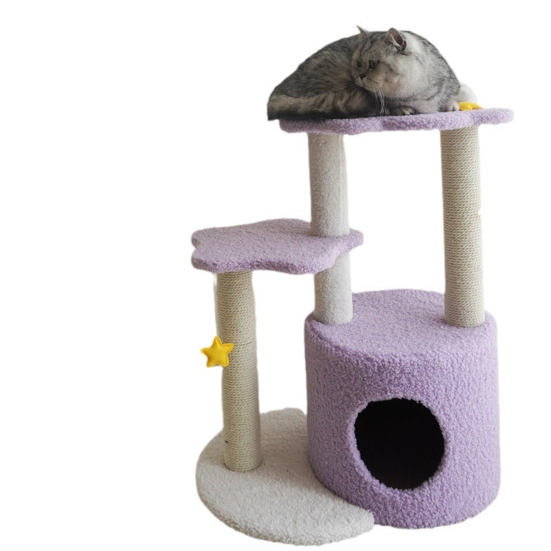 Dreamy Twilight Cat Tree | Purple Celestial Tower with Cloud Perch & Star Platform