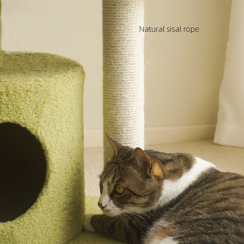 Tolea Orange-Red Blossom Cat Tree - Multi-Level Cat Condo with Plush Flower & Leaf Platforms