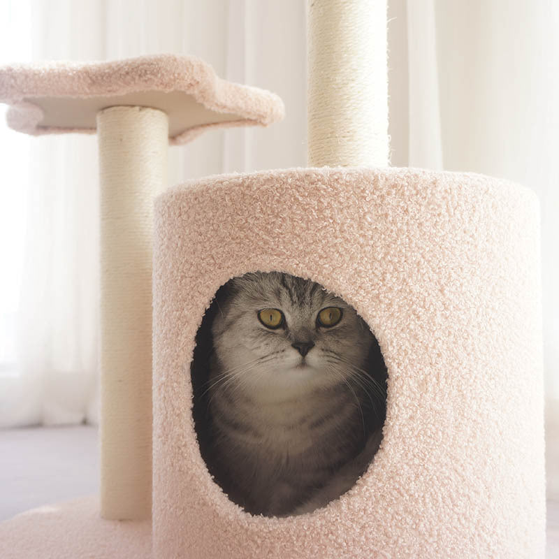 Tolea Dreamy Pink Star & Moon Cat Tree | Multi-Level Tower with Soft Condo & Sisal Scratcher