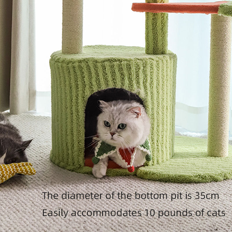 Watermelon Cat Tree Tower with Cozy Bed & Scratching Post