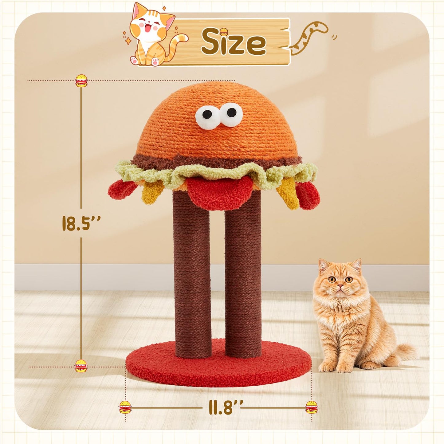 Hamburger Shape Cute Small Cat Scratcher for Indoor Cats
