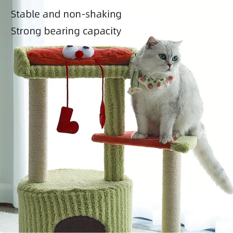 Watermelon Cat Tree Tower with Cozy Bed & Scratching Post