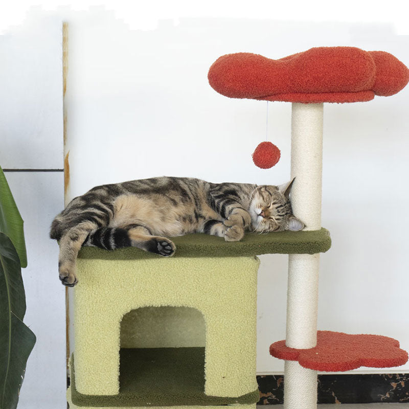 Tolea Large Multi-Cat Floral Cat Tree | Stable 3-Tier Tower with Two Cozy Condos