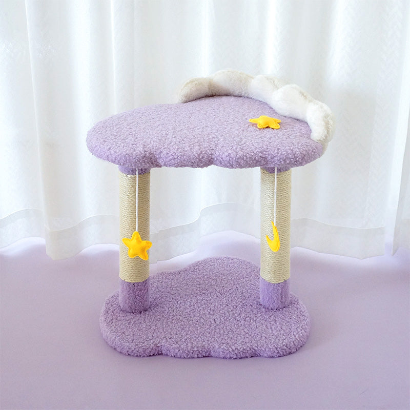 Tolea Cloud Dream Cat Tree | 2-Tier Purple Cat Tower with Star & Moon Toys