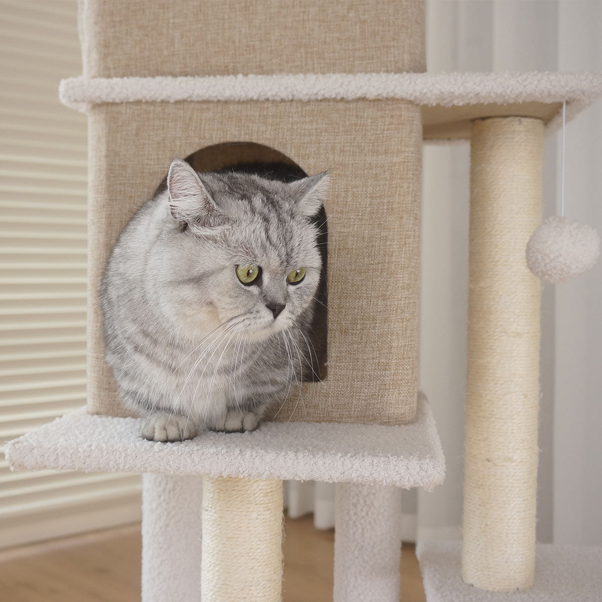 Tolea Minimalist Multi-Level Cat Tree | Cotton-Linen Blend