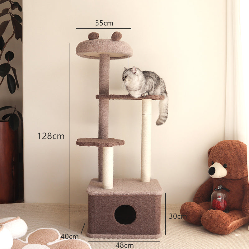 Tolea Adorable Bear Cat Tree | 4-Level Cat Condo with Large Platform