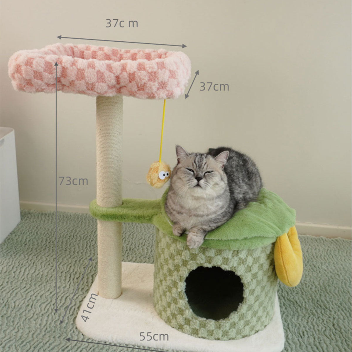 Adorable Cake Velvet Cat Tree for Kittens | Two-Level Cat Condo & Perch