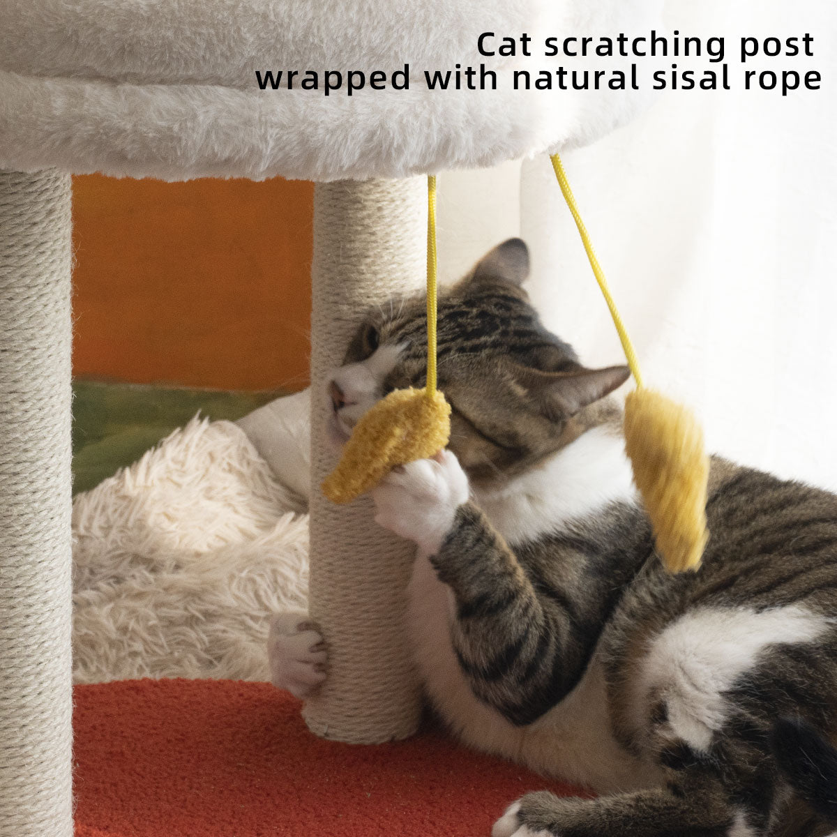 Tolea Cozy Cat Tree with Sisal Scratchers & Paw Toy | 40cm Plush Condo for Resting