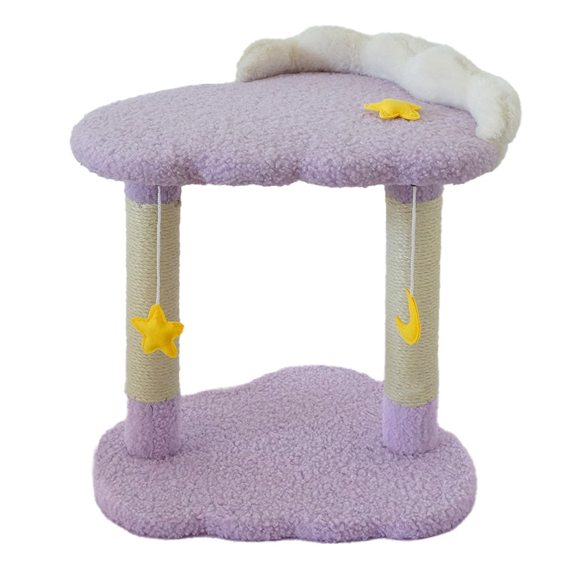 Tolea Cloud Dream Cat Tree | 2-Tier Purple Cat Tower with Star & Moon Toys