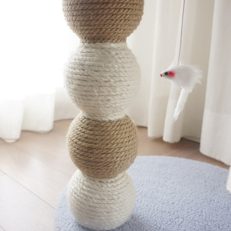 Tolea Cozy Blue Cat Tree | 2-Tier Condo with 40cm Round Bed & Sisal Ball Scratcher