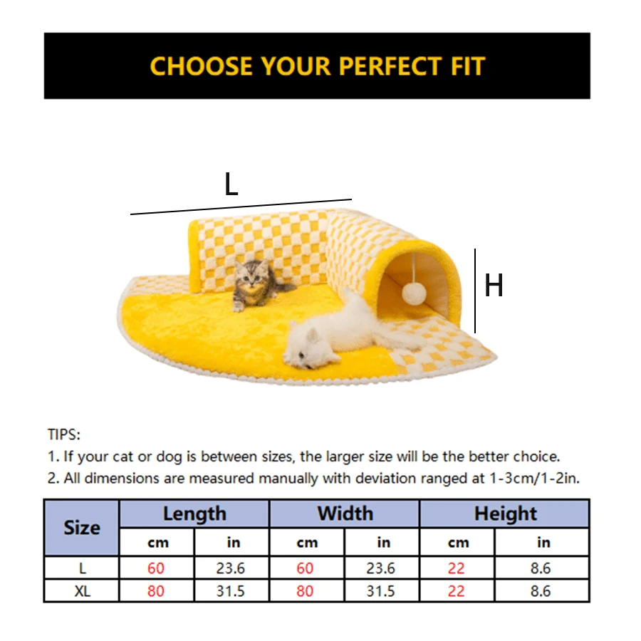 Cozy Hideaway Plush Cat Tunnel | Multi-Functional Sleeping mat & Play Tunnel