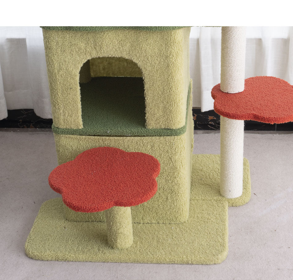 Tolea Large Multi-Cat Floral Cat Tree | Stable 3-Tier Tower with Two Cozy Condos
