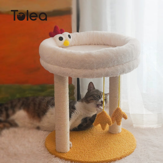 Plush Two-Tier Cat Tree – Cute Chick Design