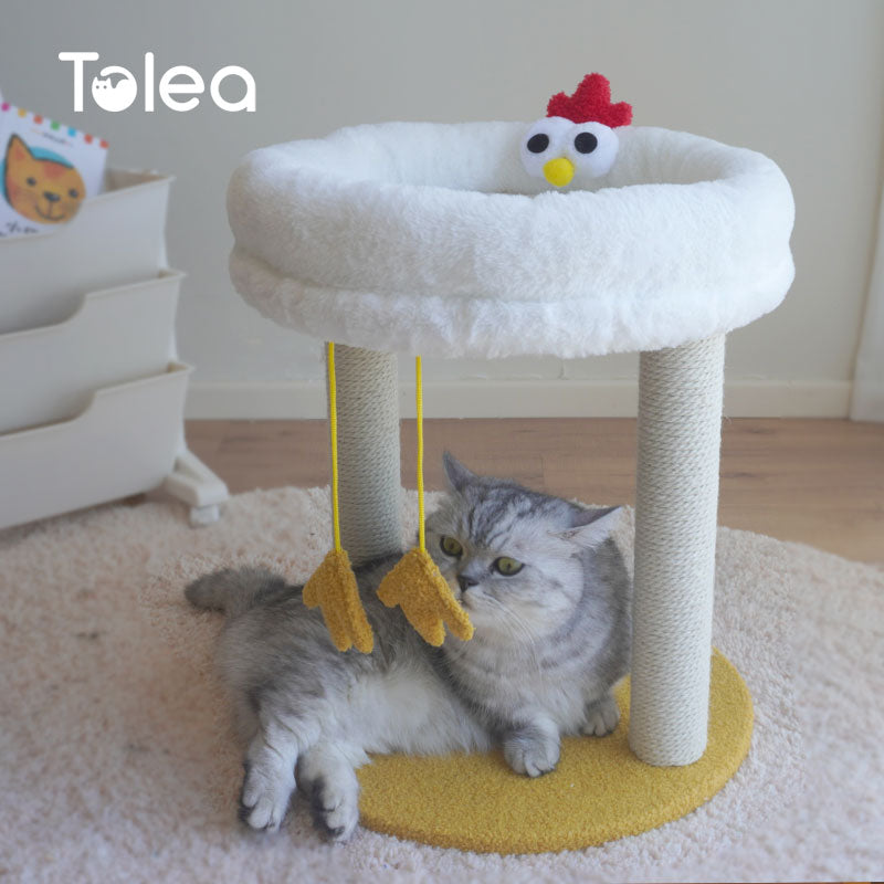 Tolea Plush Two-Tier Cat Tree – Cute Chick Design