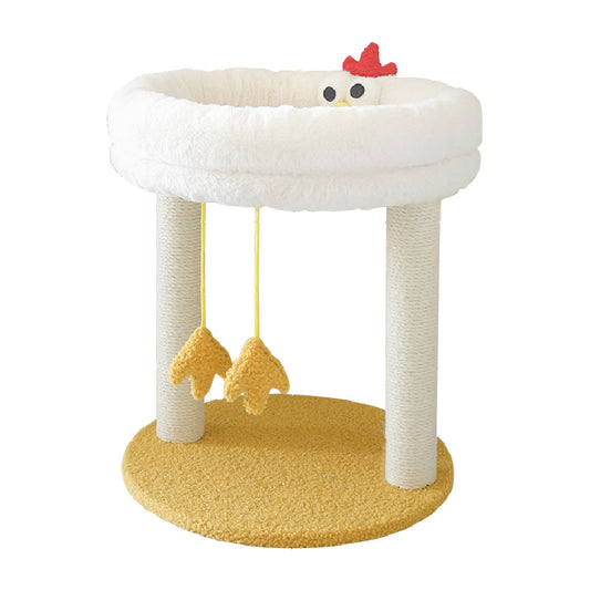 Plush Two-Tier Cat Tree – Cute Chick Design