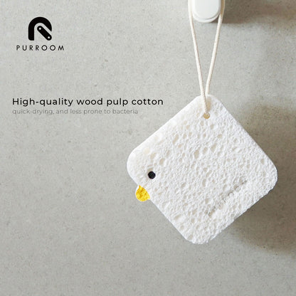 Cute Chicken Wood Pulp Sponge | Fast-Drying & Antibacterial Kitchen/Pet Scrubber