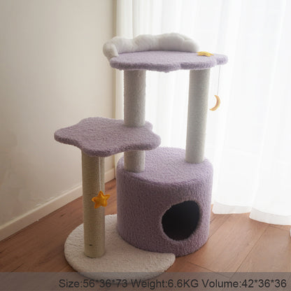 Dreamy Twilight Cat Tree | Purple Celestial Tower with Cloud Perch & Star Platform