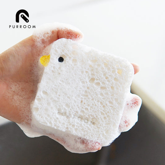 Cute Chicken Wood Pulp Sponge | Fast-Drying & Antibacterial Kitchen/Pet Scrubber
