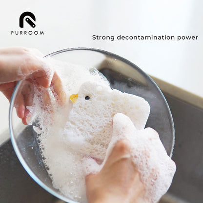 Cute Chicken Wood Pulp Sponge | Fast-Drying & Antibacterial Kitchen/Pet Scrubber