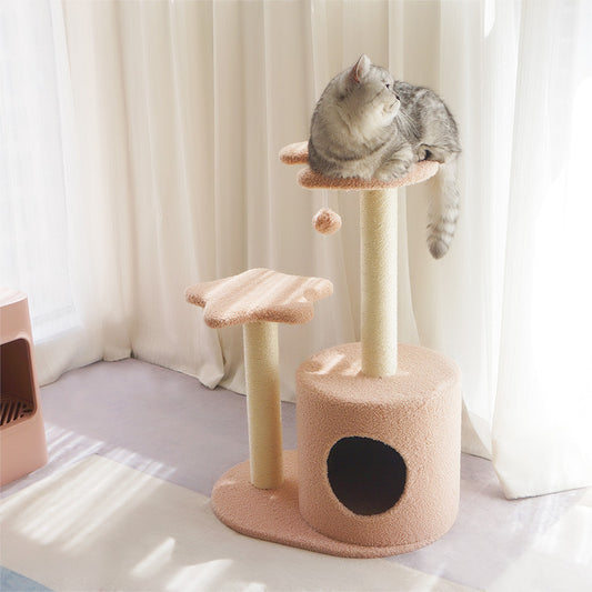 Tolea Dreamy Pink Star & Moon Cat Tree | Multi-Level Tower with Soft Condo & Sisal Scratcher