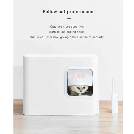 Modern Cat Litter Box with Scoop Set – White, Pink & Gray Options