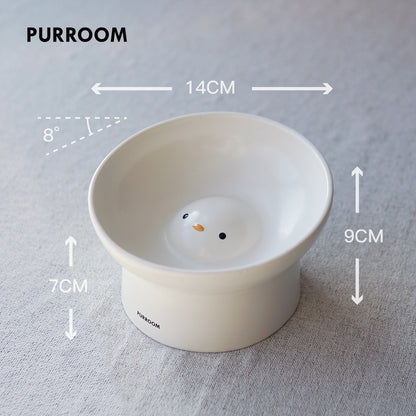 Cute Chicken Tangyuan Ceramic Cat Bowl | Dishwasher Safe Wet & Dry Food Dish