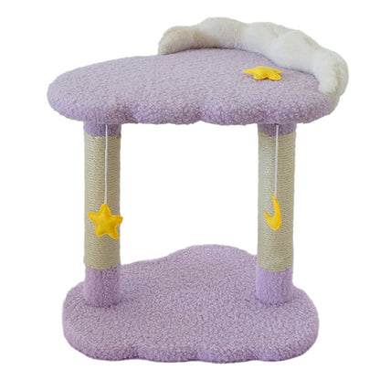Tolea Cloud Dream Cat Tree | 2-Tier Purple Cat Tower with Star & Moon Toys