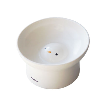 Cute Chicken Tangyuan Ceramic Cat Bowl | Dishwasher Safe Wet & Dry Food Dish