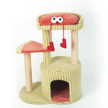 Watermelon Cat Tree Tower with Cozy Bed & Scratching Post