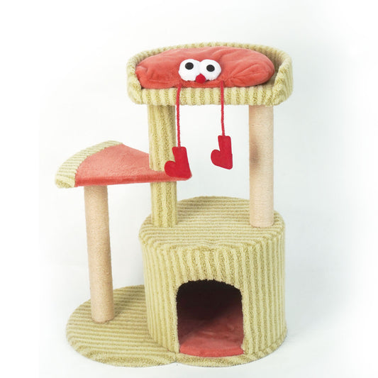 Watermelon Cat Tree Tower with Cozy Bed & Scratching Post